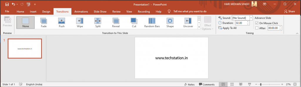 MS PowerPoint Transitions Tab in Hindi - MS PowerPoint Transitions Tab MS PowerPoint Transitions Tab in Hindi - MS PowerPoint Transitions Tab